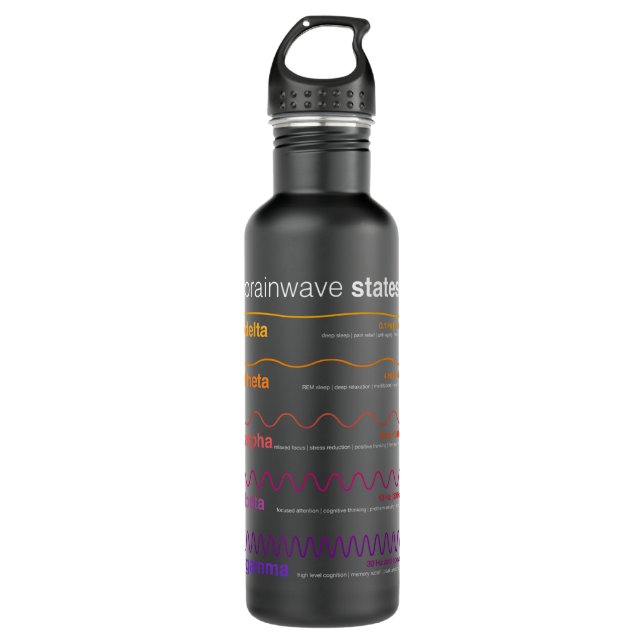 Brain Waves Beta Wave Alpha Wave Delta Neuroplasti Stainless Steel Water Bottle (Front)