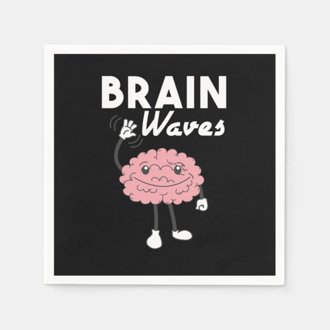 Brain Waves Funny Humorous Brainy Geek Human Anato Napkins (Front)