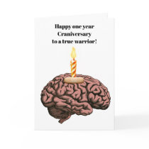 Brain with candle band aid craniversary card