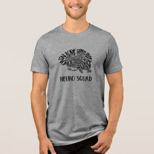 Brain Word Cloud Neuro Squad in Black Tri-Blend Shirt