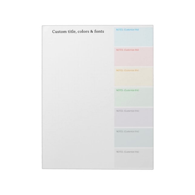 Braindump Custom EDITABLE minimalist 7-days blank Notepad (Rotated)