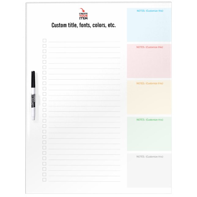 Braindump Custom EDITABLE minimalist checklist 5 Dry Erase Board (Front)