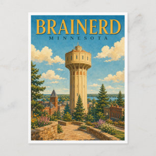 Brainerd Minnesota Water Tower GeoSaga Postcard