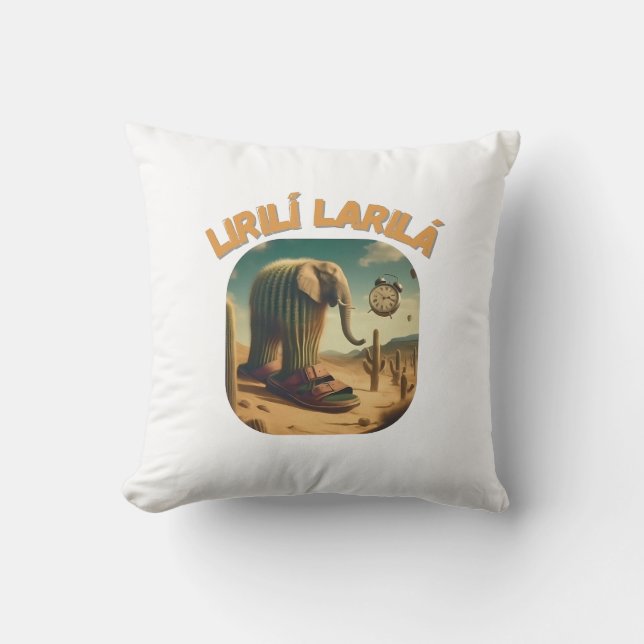 BrainRots Lirili Larila, Elephant with Cactus Body Throw Pillow (Front)