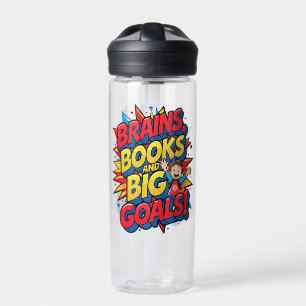 Brains Books and Big Goals - Fun Back-to-School Water Bottle