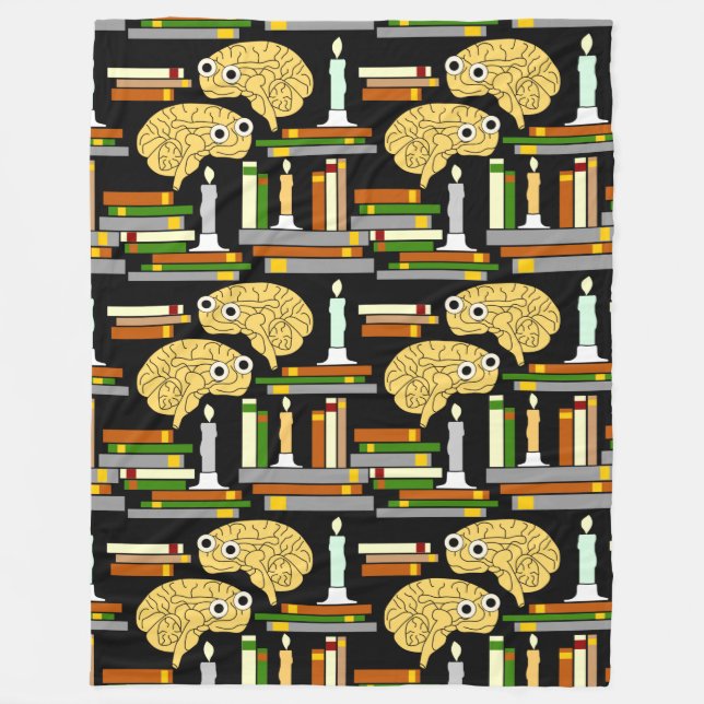 Brains Books and Candles Fleece Blanket (Front)