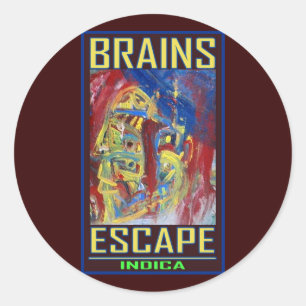 BRAINS ESCAPE INDICA CLASSIC ROUND STICKER