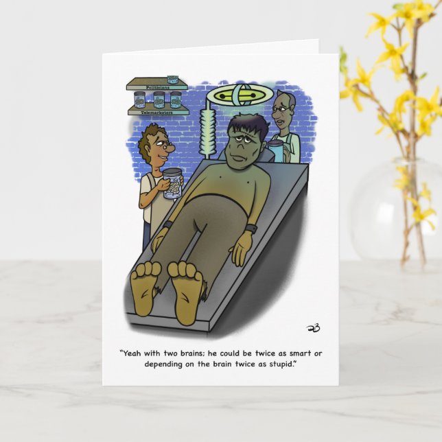 Brains Folded Greeting Card (Yellow Flower)