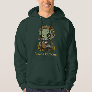 Brains Optional Zombie Coffee Funny Cute Undead Hoodie