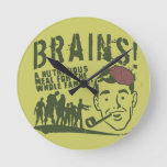 Brains! Round Clock at Zazzle