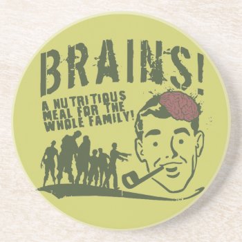 Brains! Sandstone Coaster by Middlemind at Zazzle