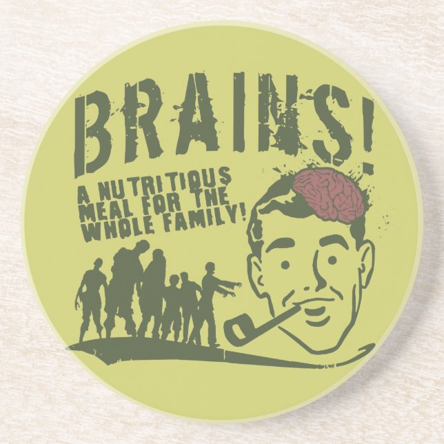 Brains! Sandstone Coaster (Front)