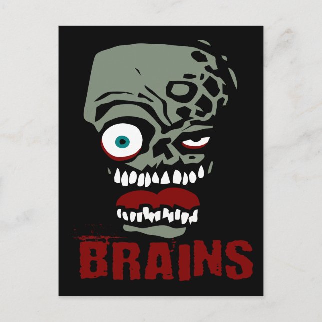 Brains zombie postcard (Front)