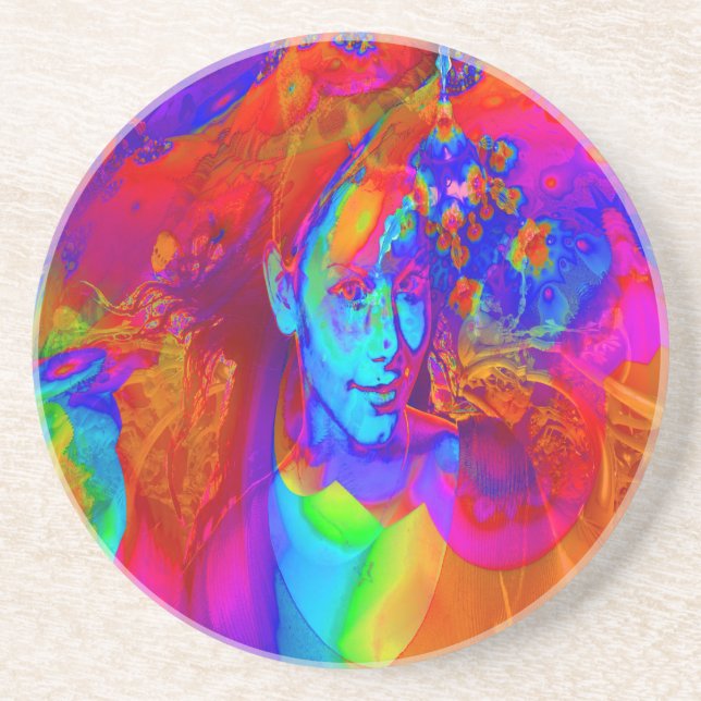 Brainstorm in Color Sandstone Coaster (Front)