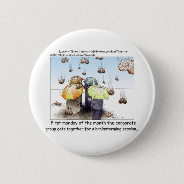 Brainstorming Session Funny Tees Mugs Cards Gifts Button (Front)