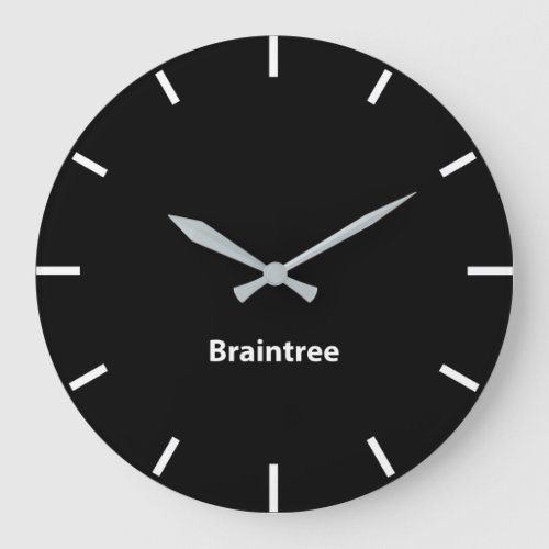 Braintree Black Face Time Zone Newsroom Wall Large Clock