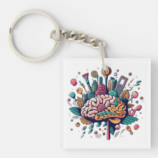 Brainwave Boutique: The Neural Tee Collection Keychain