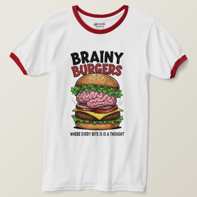 Brainy Burgers Ringer T-Shirt (Design Front)