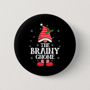 Brainy Gnome Christmas Family Matching Group Funny Button