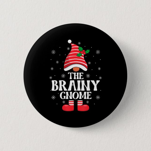 Brainy Gnome Christmas Family Matching Group Funny Button (Front)