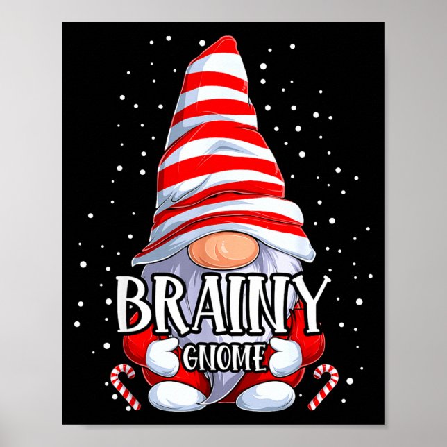 Brainy Gnome Christmas Pajamas Matching Family Gro Poster (Front)