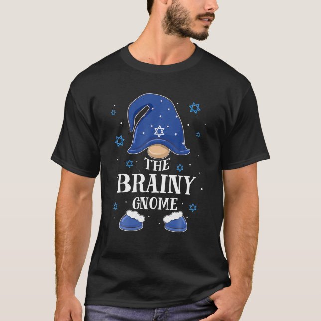 Brainy Gnome Hanukkah Jewish Matching Family Xmas T-Shirt (Front)