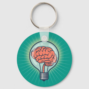 Brainy light bulb illustration keychain