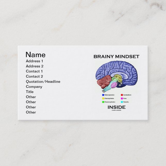 Brainy Mindset Inside (Anatomical Brain) Business Card (Front)