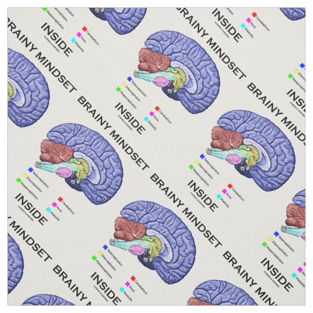 Brainy Mindset Inside Anatomical Brain Humor Fabric (Swatch)