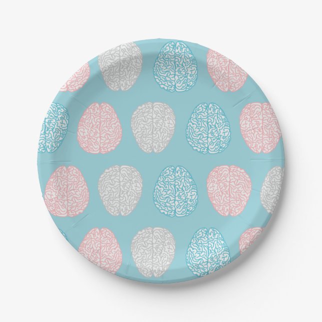 Brainy Pastel Pattern (Awesome Pastel Brains) Paper Plates (Front)