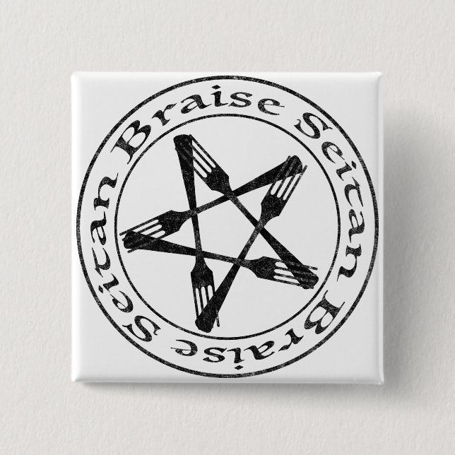 Braise Seitan Vegan Pentagram (dark version) Button (Front)