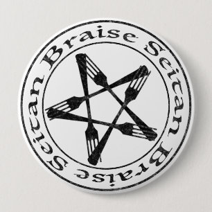 Braise Seitan Vegan Pentagram (dark version) Button
