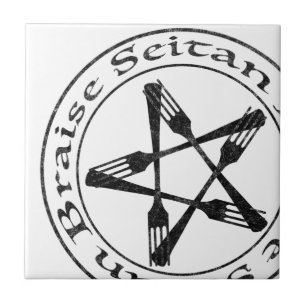 Braise Seitan Vegan Pentagram (dark version) Ceramic Tile