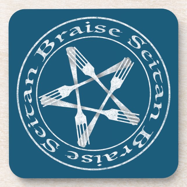 Braise Seitan Vegan Pentagram (light version) Beverage Coaster (Front)