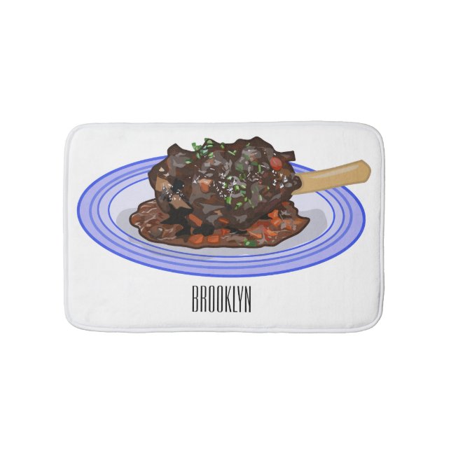  Braised lamb shank cartoon illustration Bath Mat (Front)