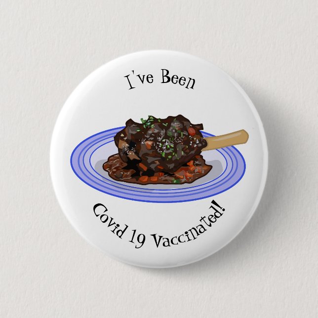  Braised lamb shank cartoon illustration Button (Front)