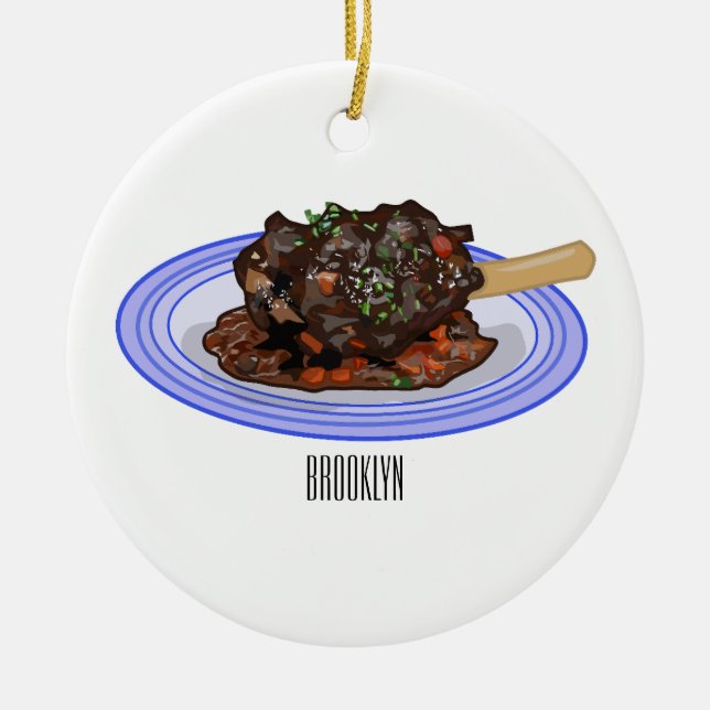  Braised lamb shank cartoon illustration  Ceramic Ornament (Front)