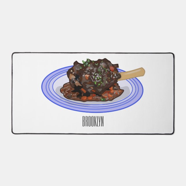 Braised lamb shank cartoon illustration  Desk Mat (Front)