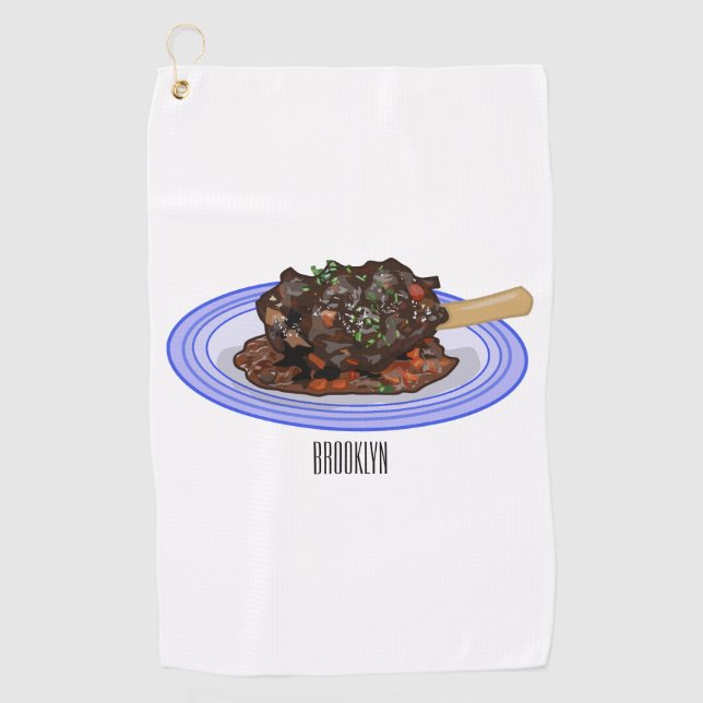  Braised lamb shank cartoon illustration Golf Towel (Front)