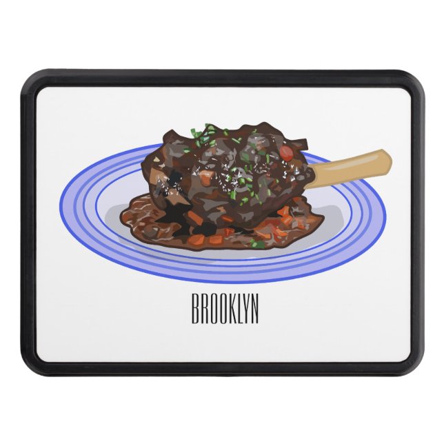  Braised lamb shank cartoon illustration Hitch Cover (Front)