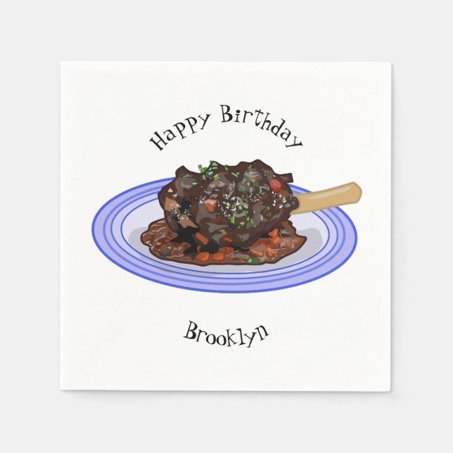  Braised lamb shank cartoon illustration Napkins (Front)
