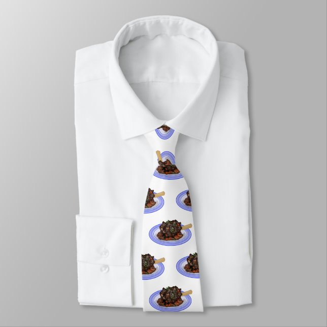  Braised lamb shank cartoon illustration  Neck Tie (Tied)