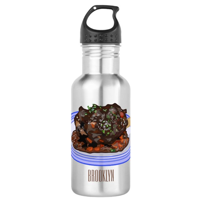  Braised lamb shank cartoon illustration Stainless Steel Water Bottle (Front)