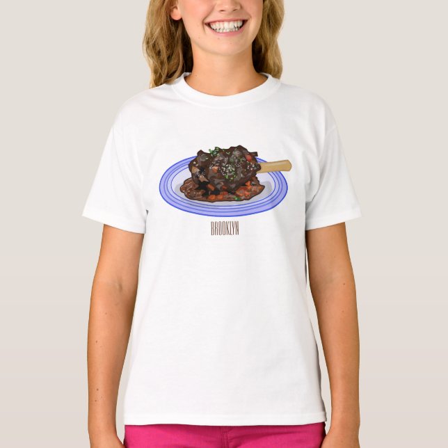  Braised lamb shank cartoon illustration T-Shirt (Front)