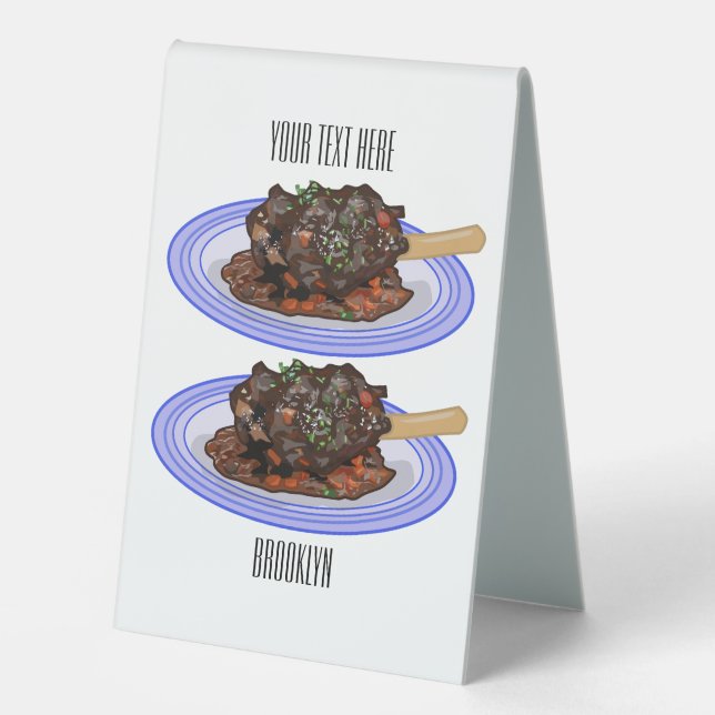  Braised lamb shank cartoon illustration Table Tent (Front)
