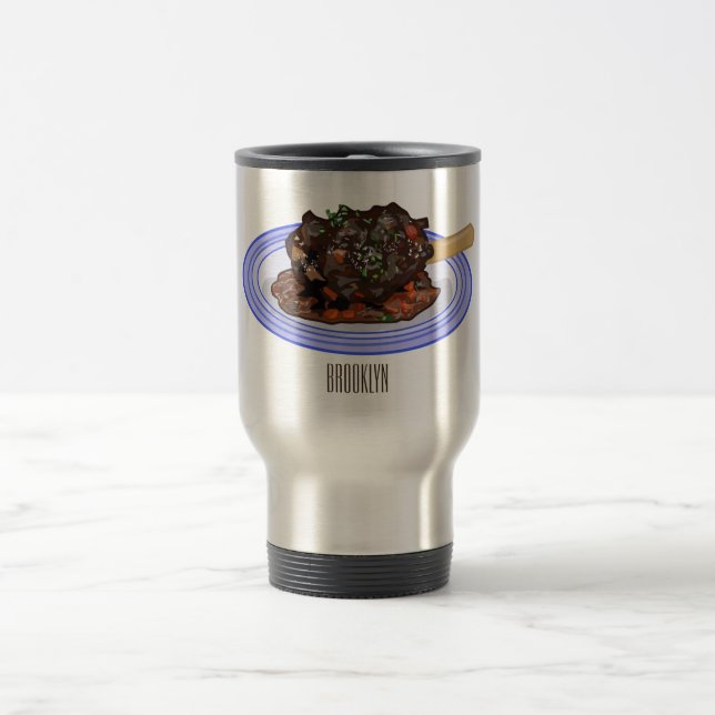  Braised lamb shank cartoon illustration Travel Mug (Center)