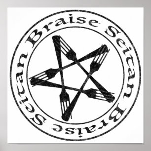 Braize Seitan Vegan Pentagram (dark version) Poster