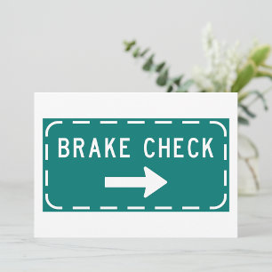 Brake Check Road Sign with Arrow Invitation