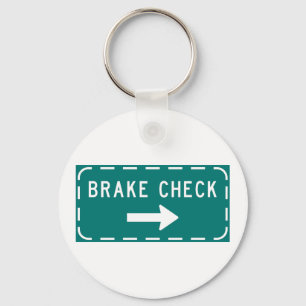 Brake Check Road Sign with Arrow Keychain