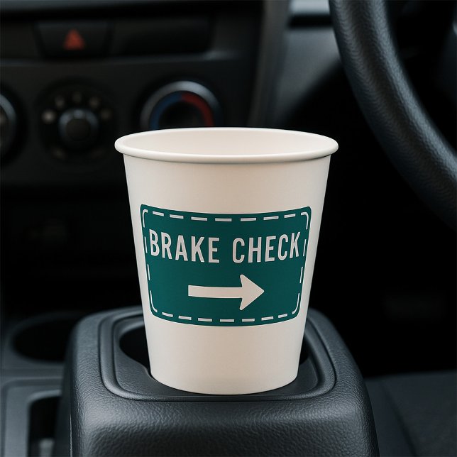 Brake Check Road Sign with Arrow  Paper Cups (Creator Uploaded)